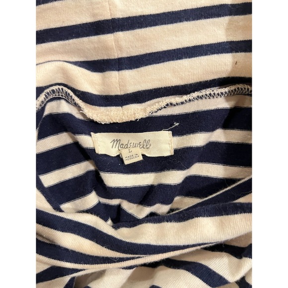 Madewell Womens Blue Striped Bell Sleeve Turtle Neck Top Sx L Preppy Minimalist - Picture 4 of 7